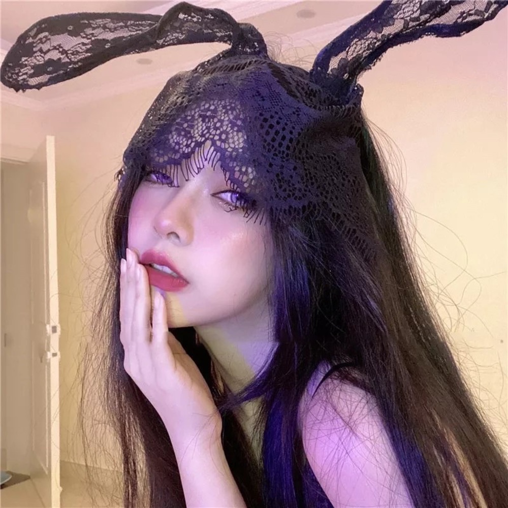 NEW Halloween Costume Hair Lace Bunny Ears Headband - Picture 1 of 7